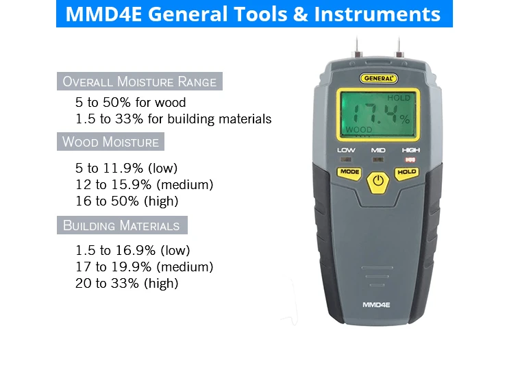 General Tools MMD4E Digital Moisture Meter