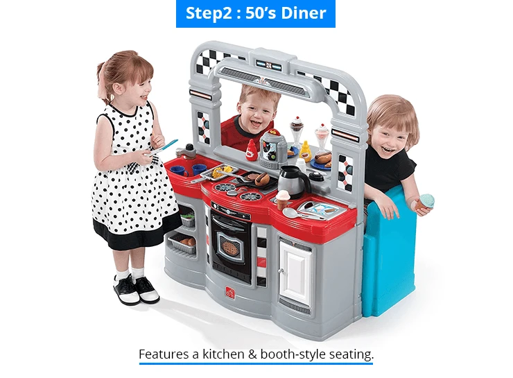 Step2 Classic Chic Play Kitchen | Toddler Kitchen Playset With Accessories & Stool