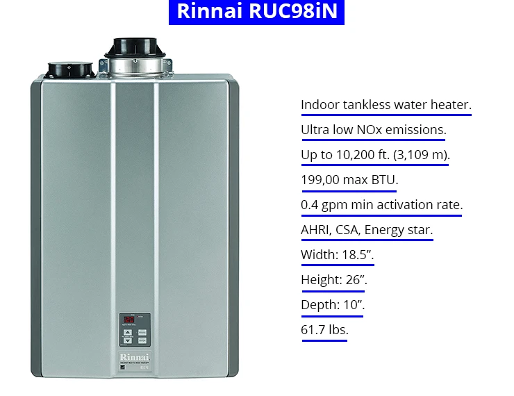 Rinnai RUC98iN | Natural Gas Tankless Water Heater