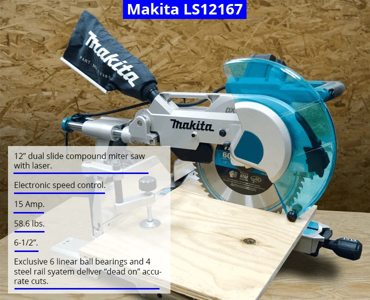 Makita LS1216L 12-Inch Dual Slide Compound Miter Saw With Laser