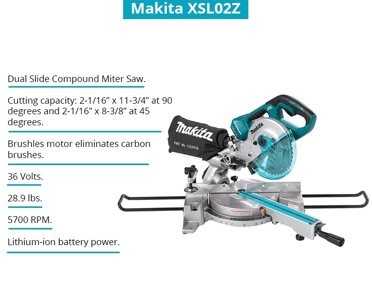 Makita XSL02Z 18V X2 LXT | 36-Volt Battery-Powered Miter Saw