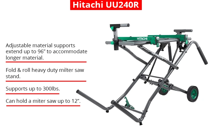 Hitachi UU240R | Fold And Roll Heavy-Duty Miter Saw Stand