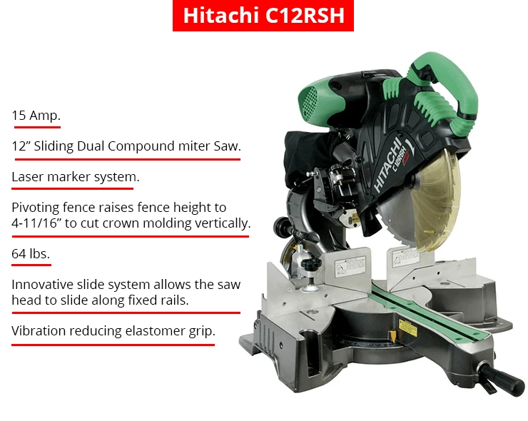 Hitachi C12RSH | 12-inch Sliding Dual Compound Miter Saw
