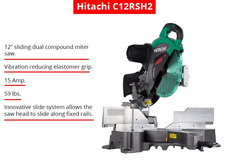 Hitachi C12RSH2 15-Amp 12-Inch Dual Bevel Sliding Compound Miter Saw 
