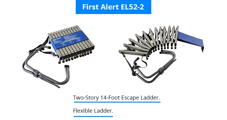 First Alert Two-Story Fire Escape Ladder, Steel, Anti-Slip, EL52-2, Black