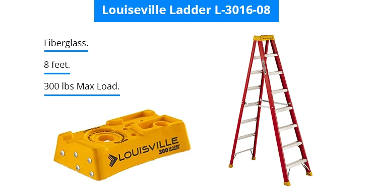 Louisville Ladder L-3016-08 300-Pound Duty Rating Fiberglass Stepladder, 8-Feet