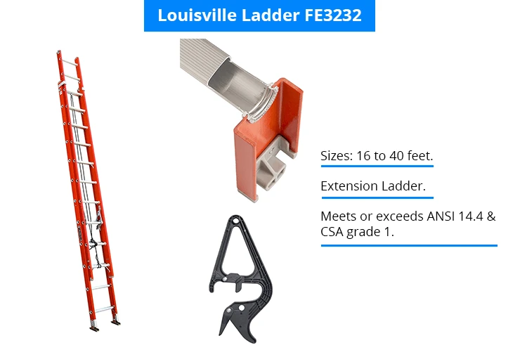 Louisville Ladder FE3232 Fiberlass Step Ladder 300-Pound Duty Rating, 32 Feet, Orange