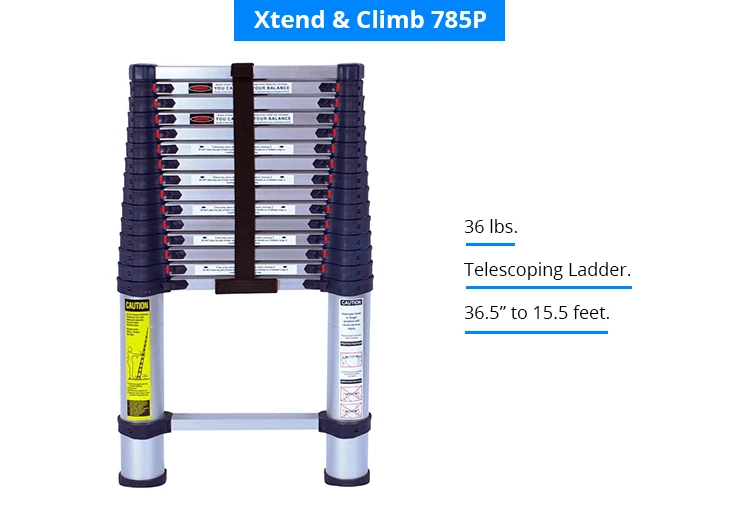 Xtend & Climb 785P Aluminum Telescoping Ladder Type I Professional Series, 15.5-Foot