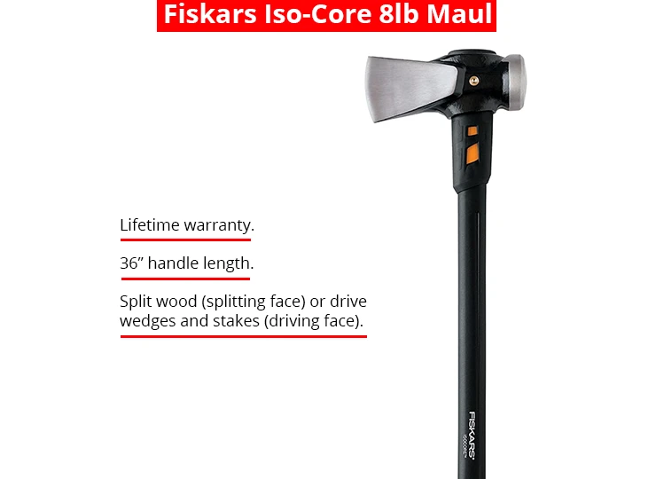 Fiskars Iso Core 8 Pound Maul | 36-Inches | Wood Splitter