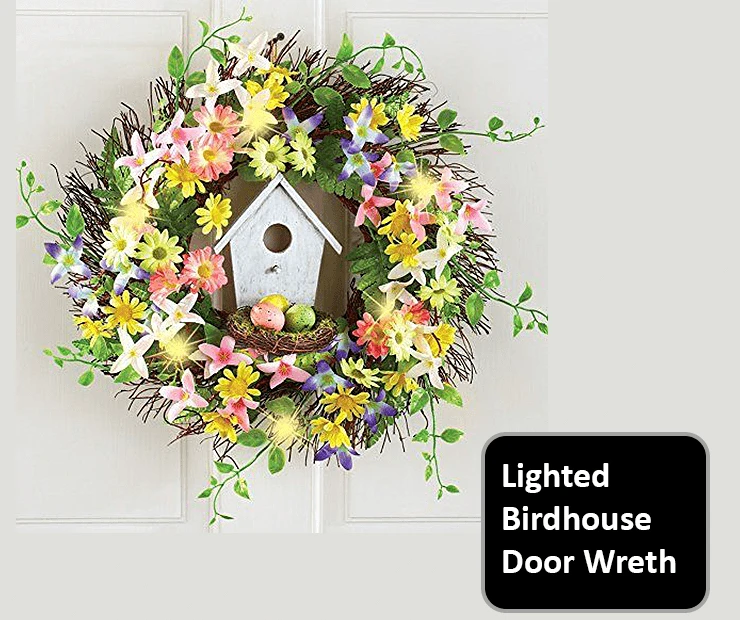 Xmas-outdoor-yard-decorations-lighted-birdhouse-door-wreath
