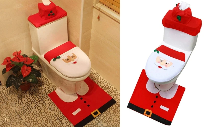 Santa Toilet Seat Cover And Rug Set