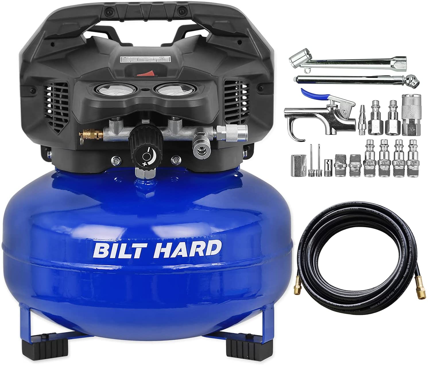 BILT HARD Air Compressor, 6 Gallon, 150 PSI 1.5HP, Oil Free,