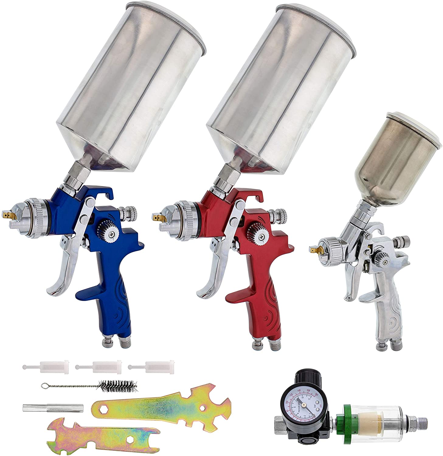 6. TCP Global Complete Professional 9 Piece HVLP Spray Gun Set